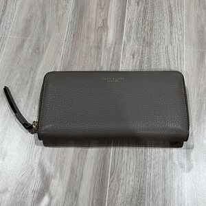 Tory Burch Perry Zip Around Continental Wallet Leather Gray